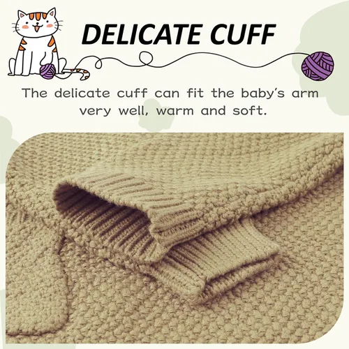 Vista 3 de Peecabe Suéter de punto trenzado de algodón para bebé, niña, niño, sudadera de manga larga con cuello redondo para primavera