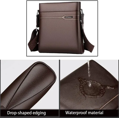 Vista 4 de Bolso de hombro de cuero para hombre, bolso de mensajero para hombre, bolso de hombro de negocios, maletín cruzado