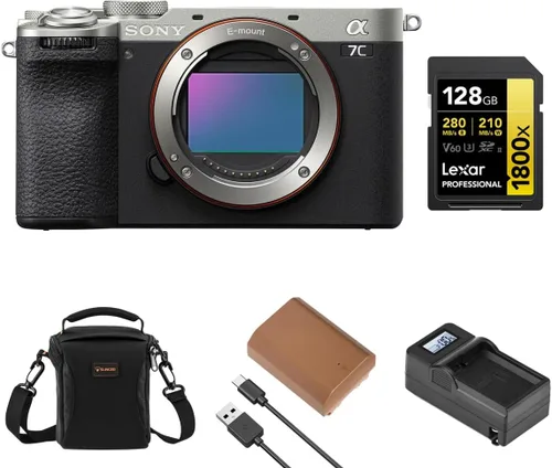 Vista 9 de Sony Alpha a7C II - Cámara sin espejo, color negro, paquete con batería NP-FZ100, tarjeta de memoria de 128 GB, cargador y bolsa de hombro