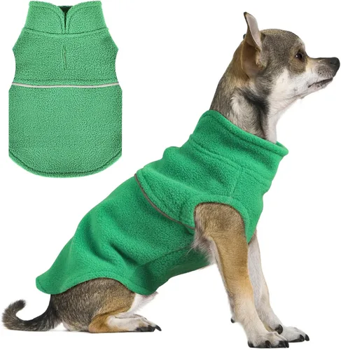 Vista 19 de Suéteres para Perros Pequeños para Niñas, Chaleco de Forro Polar para Perros con Orificio para Correa, Suéter Cálidamente Ajustable, Chaqueta