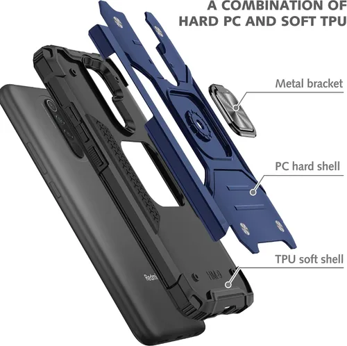 Vista 7 de Asuwish Funda de teléfono para Xiaomi Redmi 9 con protector de pantalla de vidrio templado y soporte de anillo delgado híbrido protector móvil