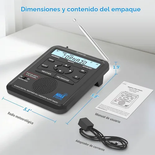 Vista 9 de DreamSky Radio meteorológica NOAA Alerta con batería de reserva y radio FM