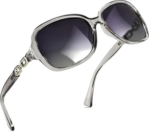 Vista 10 de SIPHEW - Gafas de sol polarizadas para mujer, gafas de sol cuadradas clásicas para mujer con protección UV Gafas de sol polarizadas negras A01