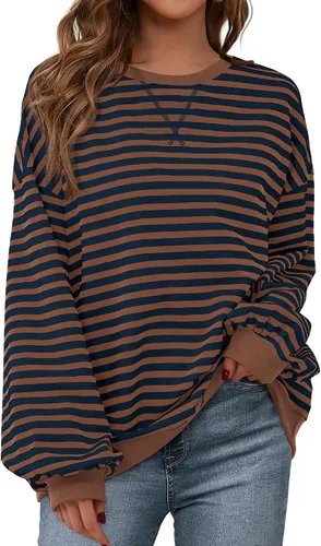 Vista 31 de BTFBM Sudadera de gran tamaño para mujer 2026 otoño Azul Beige Blanco