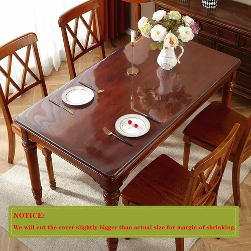 Vista 5 de Clear Table Cover Protector, 1.5mm Thick Waterproof, PVC Tablecloth Cover, Heat Resistance Table Cover Pad Mat, for Coffee Table, Dining Room Table