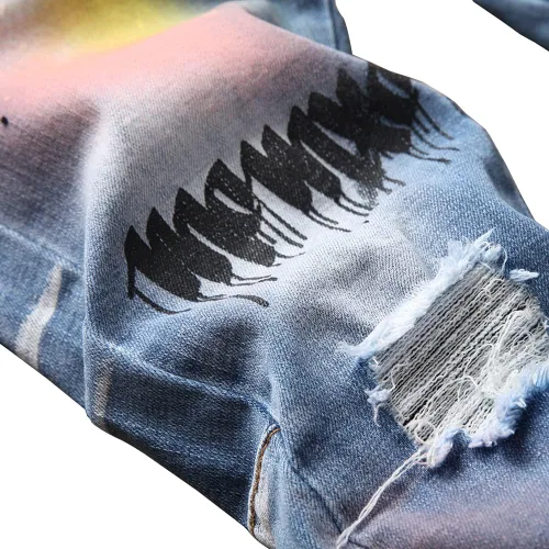 Vista 6 de NP - Pantalones de mezclilla rasgados para hombre, pantalones de mezclilla para hombre, rectos, ajustados, con agujero de moda