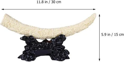 Vista 2 de VOSAREA Adornos de Halloween, escultura de animales, grabada, estatua de rebaño de elefante, modelo colmillo de elefante, adorno de escritorio