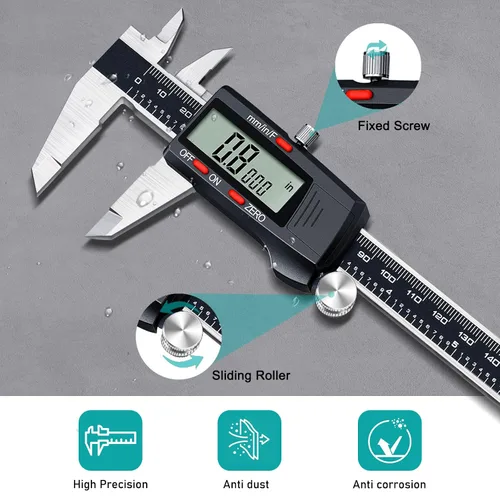 Vista 6 de Kynup - Calibrador digital, herramienta de medición de calibrador Negro