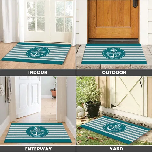 Vista 4 de Tapete náutico personalizado con nombre personalizado, alfombra de bienvenida para yate, puerto deportivo, muelle o retiro en el lago, tapete