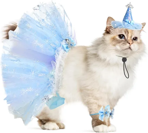 Vista 8 de Disfraz de princesa de cumpleaños de animales pequeños para conejo, conejillo de indias, corona de sombrero, falda tutú, sombrero de princesa