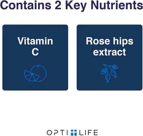 Vista 4 de Opti+ Cápsulas de vitamina C de 1000 mg, fórmula de liberación temporal tamponada con escaramujos y acerola para apoyo inmunológico y antioxidante*