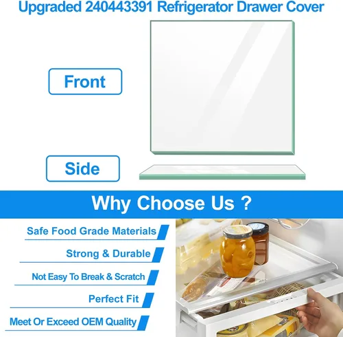 Vista 6 de Actualizado 240443391 Reemplazo de estante de vidrio para refrigerador Frigidaire Electrolux Kenmore Cubierta de cajón de delicatessen Inserto