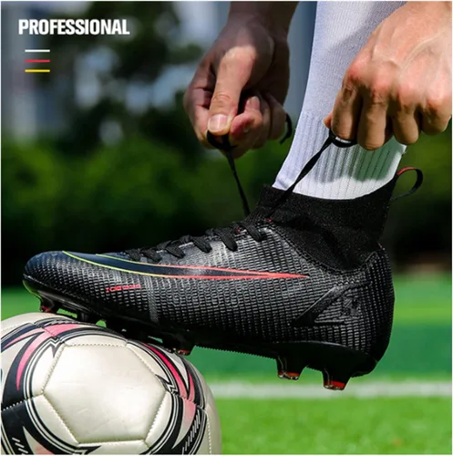 Vista 5 de Zapatos de fútbol para hombre, tacos de fútbol altos para mujer, tacos de fútbol duraderos para niños y niñas