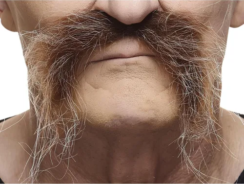 Vista 29 de Mustaches Self-Adhesive Fake Mustache, Synthetic Fur Costume Accessory Set Arqueólogo gris con blanco