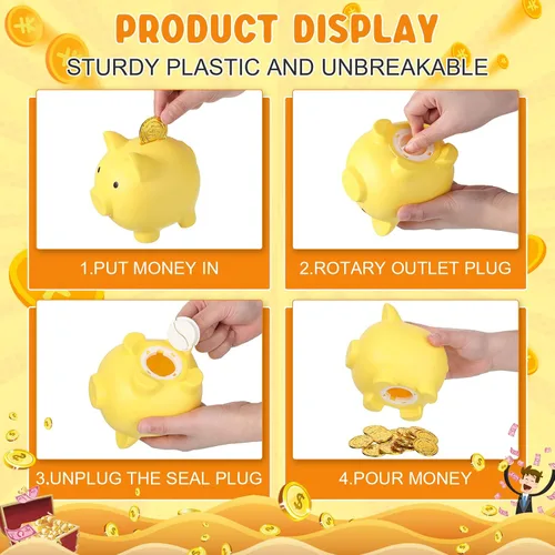 Vista 3 de Gerrii 9 hucha de plástico a granel para niños, caja de dinero de cerdo grande, irrompible, caja de ahorro para adultos, niñas, niños, Pascua