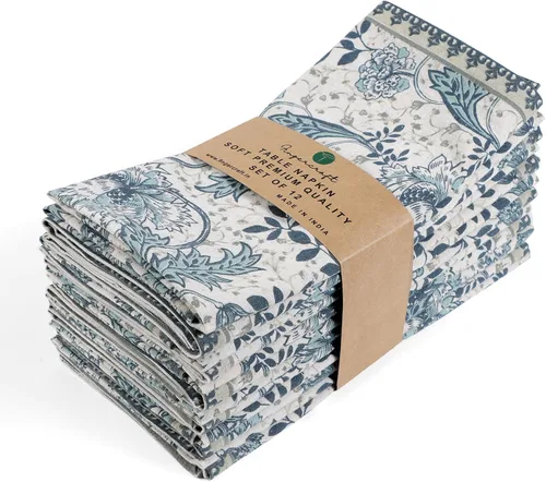 Vista 26 de Fingercraft - Juego de 12 servilletas de tela de mezcla de algodón y lino, con estampado, perfecta para fiestas, cenas, bodas, cócteles y Navidad