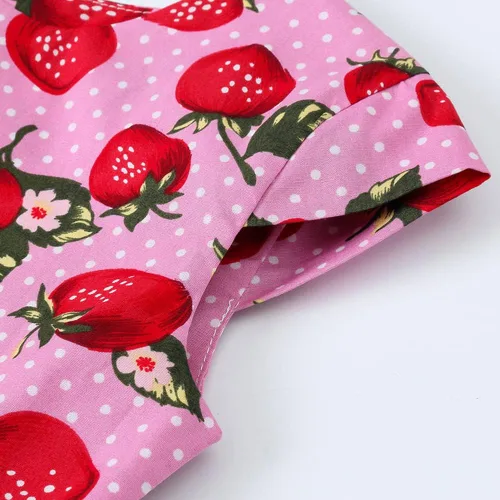 Vista 3 de Vestido de noche para niñas, estilo vintage de los años 50, con estampado de lunares, floral, rockabilly para fiesta de graduación, vestido de té