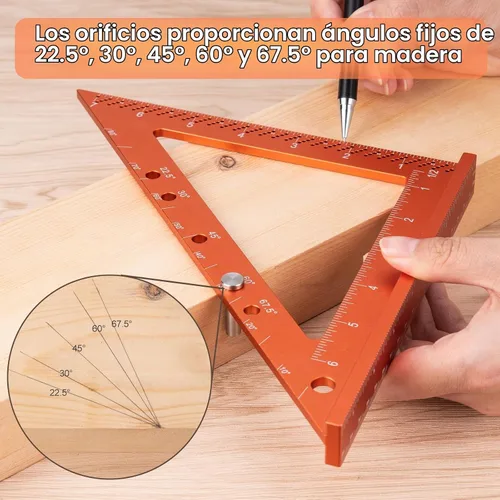 Vista 5 de Neitra Regla Cuadrada con Pasador de Ángulo Fijo, Escuadras Compactas y Precisas de Aleación de Aluminio con Marcas Grabadas con Láser