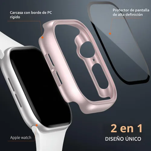 Vista 3 de Pack de 6 fundas para Apple Watch Series 11/10 de 42 mm con protector de pantalla de vidrio templado, BHARVEST Funda protectora de policarbonato