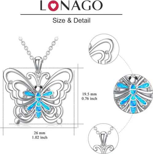 Vista 7 de Collar con medallón con diseño de libélula de abeja y búho de mariposa para cualquier foto