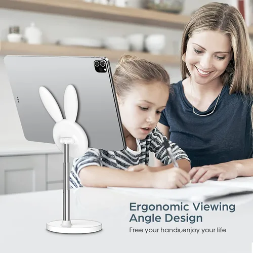 Vista 7 de OATSBASF Lindo soporte para teléfono celular, soporte ajustable para teléfono de conejo, para escritorio, soporte grueso compatible con iPhone