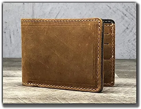 Vista 4 de Anthology Gear - Cartera minimalista de cuero de grano completo con soporte para púas de guitarra (tabaco)