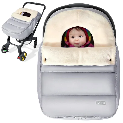 Vista 7 de Fundas de asiento de coche Orzbow para bebés invierno, funda universal para asiento de coche de bebé con cuello ajustable, cubierta impermeable