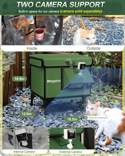 Vista 6 de Casa calefaccionada para gatos de exterior, casa calefaccionada aislada resistente a la intemperie para gatos de exterior con aleros impermeables