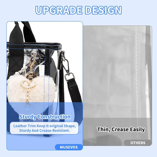 Vista 2 de Mini bolsa de mano, bolsa de playa iridiscente, bolsa transparente para eventos de estadio, conciertos, bolso resistente al agua con correa cruzada
