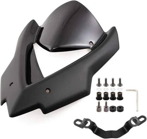 Vista 7 de Deflectores de viento de doble burbuja para parabrisas de motocicleta, compatible con Kawasaki Z1000 2014-2019 Negro-Blcak