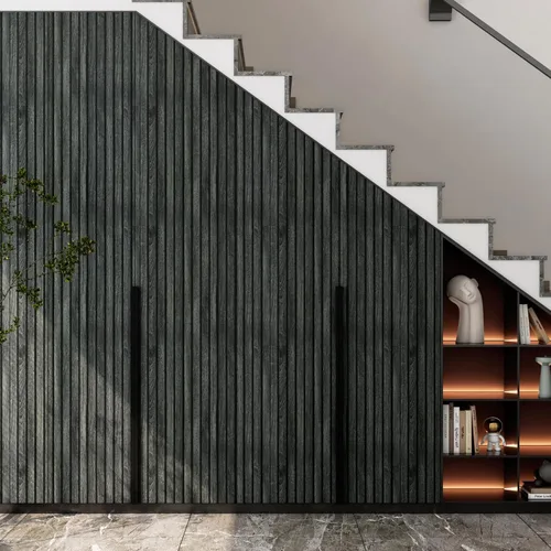 Vista 5 de LACHEERY Papel Tapiz de Panel de Madera Negra Despegar y Pegar 3D Papel de Pared de Listones de Madera Paneles de Listones de Madera Negra