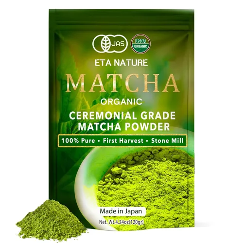 Vista 11 de ETANATURE Polvo orgánico de matcha de grado ceremonial, polvo de té verde matcha japonés de primera calidad, certificado USDA y JAS, primera cosecha