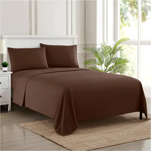 Vista 110 de Juego de sábanas extrasuaves de tamaño individual, ropa de cama transpirable y lujosa con correas elásticas integradas para las esquinas, colección