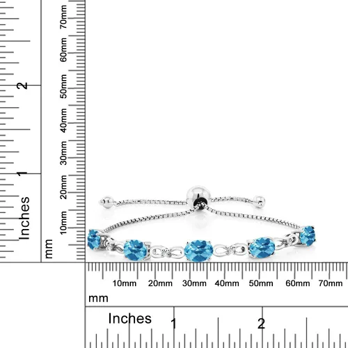 Vista 76 de Gem Stone King Pulsera de tenis de diamantes cultivados en laboratorio con piedra natal de 3-6 quilates para mujer, plata de ley 925, ovalada