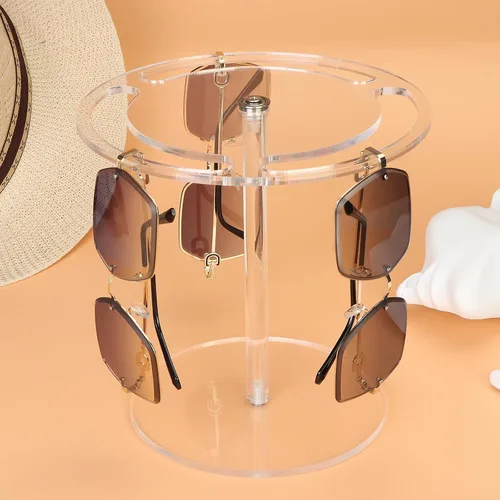 Vista 6 de Soporte acrílico para lentes de sol con rotación 360, soporte de exhibición de lentes y organizador de lentes de sol, organizador de gafas de sol