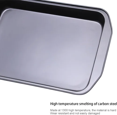 Vista 6 de Molde antiadherente de acero al carbono rectangular grande negro para hornear horno, 17 pulgadas