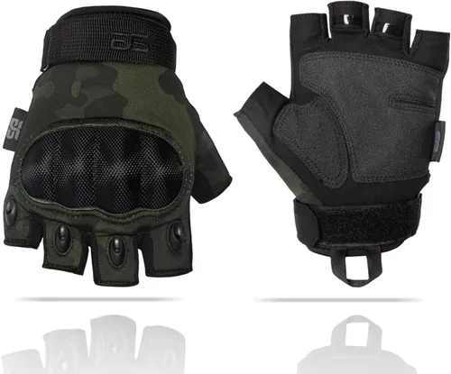 Vista 13 de Glove Station - Guantes tácticos de nudillos sin dedos para hombre - Guantes de motocicleta para tiro táctico, Airsoft, caza, trabajo policial