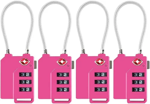 Vista 7 de TSA Lock - Candado de seguridad con combinación de 3 dígitos para maleta, bolsa de equipaje, candado con bloqueo de código (negro, paquete de 4)
