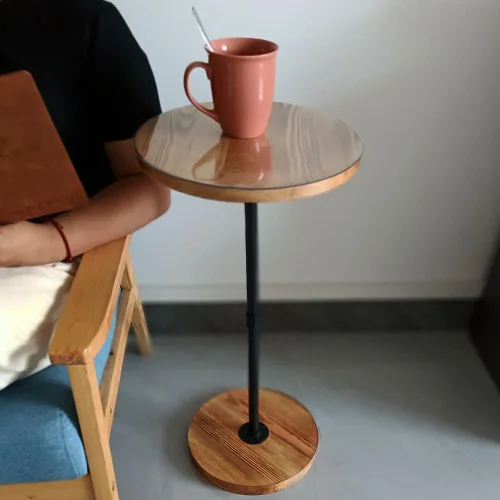 Vista 5 de Mesa auxiliar redonda: ideal para espacios pequeños, junto al sofá o cama, soporte para plantas o mesa de bebidas al aire libre