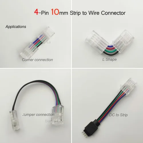 Vista 5 de Conector de tira LED de 4 pines, clip RGB sin soldadura de 0.394 Secciones de tira de puente, enruta alrededor de esquinas de 90 grados o crea