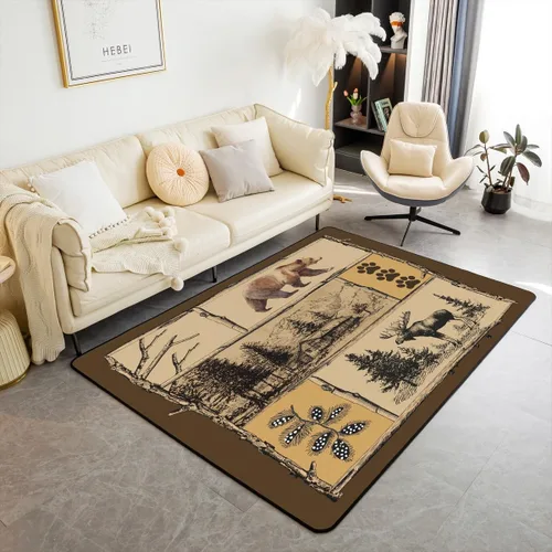 Vista 26 de jejeloiu Juego de alfombras de sala de estar, decoración de cine y noche, juego de alfombras de área de 3 x 5 con palomitas de maíz para interiores