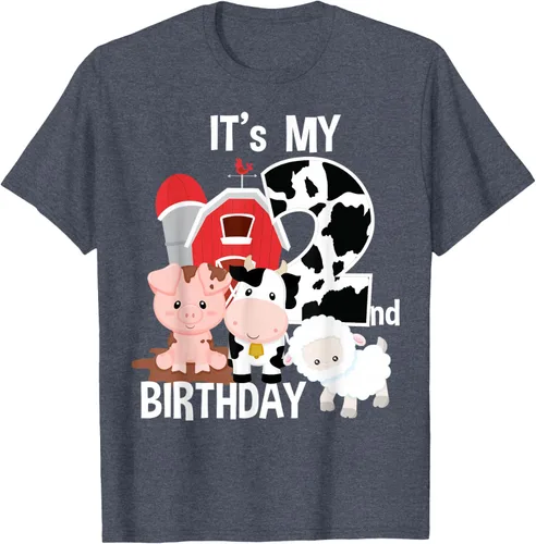 Vista 102 de Camiseta para fiesta de 2 años con texto en inglés "It's My 2nd Birthday", Negro