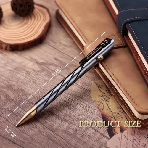 Vista 2 de SMOOTHERPRO Bolt Action - Bolígrafo de aluminio compatible con Parker y Fisher Space SPR, bolígrafo EDC para escribir, negro (TP331BK)