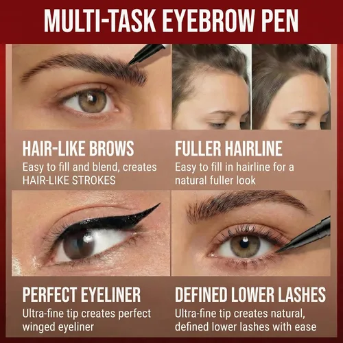 Vista 9 de Lápiz de cejas para mujer, 2 en 1 Microblading con puntas cuadradas 4D y ultrafinas, lápiz de cejas impermeable de larga duración, trazos similares