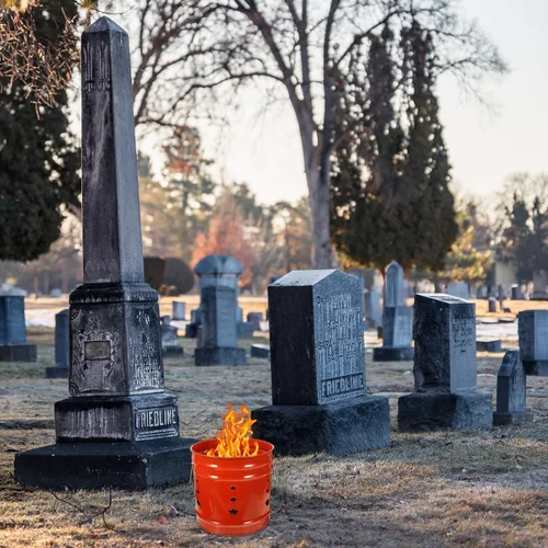 Vista 6 de Barril de quemadura de 2.87 galones, lata de metal para papel, barril incinerador de residuos de patio pequeño de 11.7 pulgadas con tapa y asa