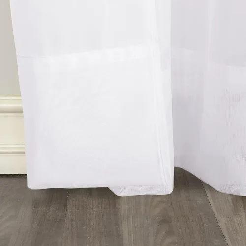 Vista 4 de No. 918 Emily - Cortina de gasa transparente con bolsillo para barra, 59 x 120 pulgadas, color blanco