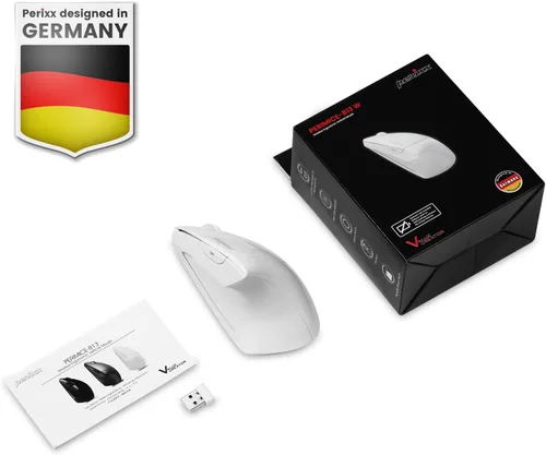Vista 10 de Perixx PERIMICE-813W - Mouse vertical Bluetooth - Especificaciones inalámbricas 3 en 1 para múltiples dispositivos, bolsa de transporte de viaje