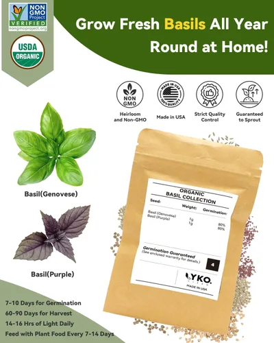 Vista 2 de Hydroponics - Vaina de semillas con albahaca genovesa y albahaca morada, kit completo de 8 cápsulas con esponja, canasta, cúpula, etiqueta