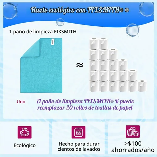 Vista 6 de FIXSMITH Paño de Limpieza de Microfibra - Paquete de 48, Toallas de Limpieza Multifuncionales, Tamaño: 12 x 16 pulgadas, Trapos de Limpieza