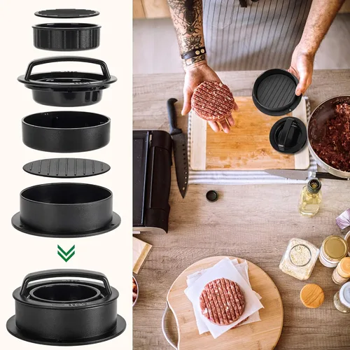 Vista 4 de Prensa para Hamburguesas Prensa para Hamburguesas Slider Prensa para Hamburguesas Rellenas Molde Regular para Hamburguesas Cocina Molde 3 en 1